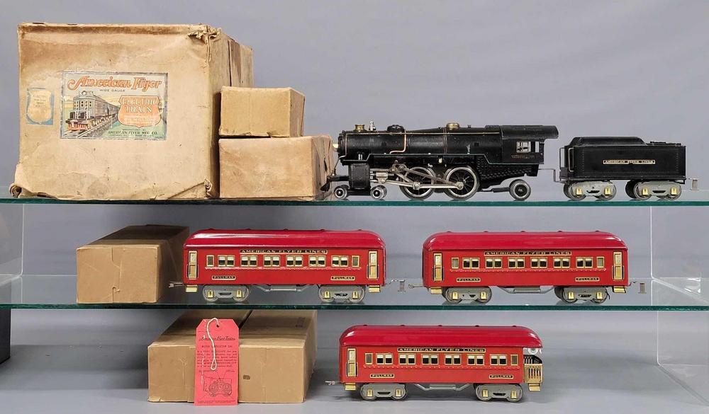 Boxed American Flyer wide gauge 1479-RC Trojan steam passenger set