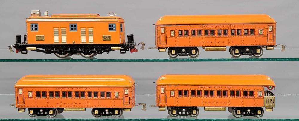 American Flyer wide gauge orange early 4000 electric passenger set