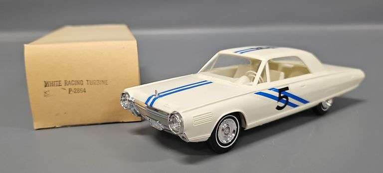 Vintage Chrysler White Racing Turbine Model Car P-2864 in original box image