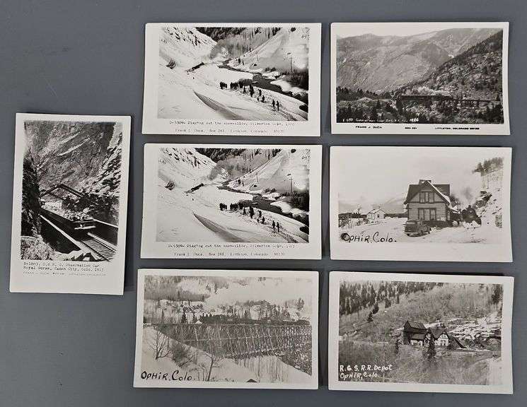 Seven 20th Century Colorado Real-Photo Railroad Postcards