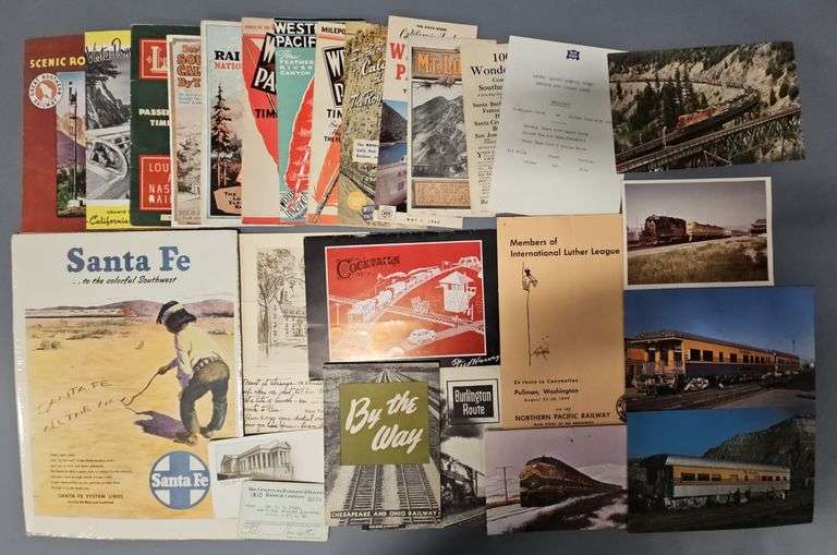 Collection of Railroad Ephemera: Santa Fe, Burlington Route, and More
