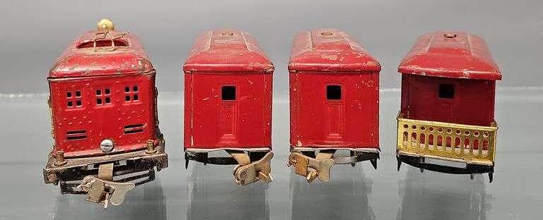 Lionel prewar O gauge red electric passenger set