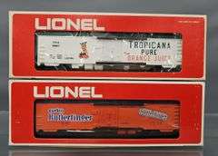 Two Lionel MPC era billboard reefers in original boxes