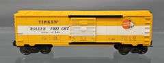 Lionel postwar O buttercup yellow 6464-500 Timken box car in original box