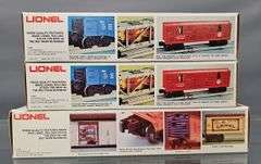 Three Lionel MPC era O freight cars in original boxes