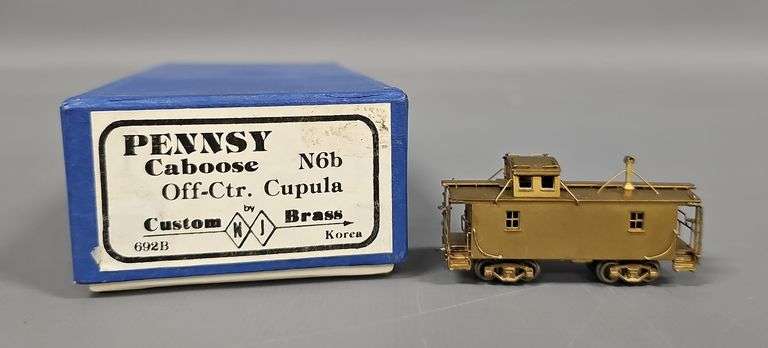 NJ Custom Brass N scale Brass Pennsy N6b off center Caboose in original box