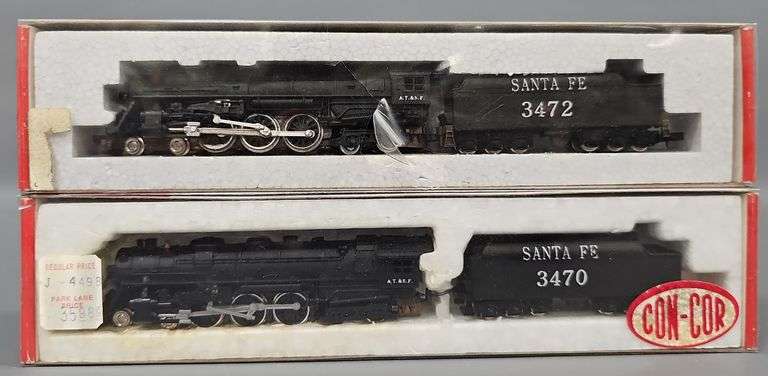 Two Con-Cor Kato N Scale Santa Fe 4-6-4 Hudson steam locomotives in original boxes
