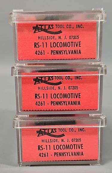 Three Atlas N Scale RS-11 Pennsylvania Diesel locomotives in original boxes
