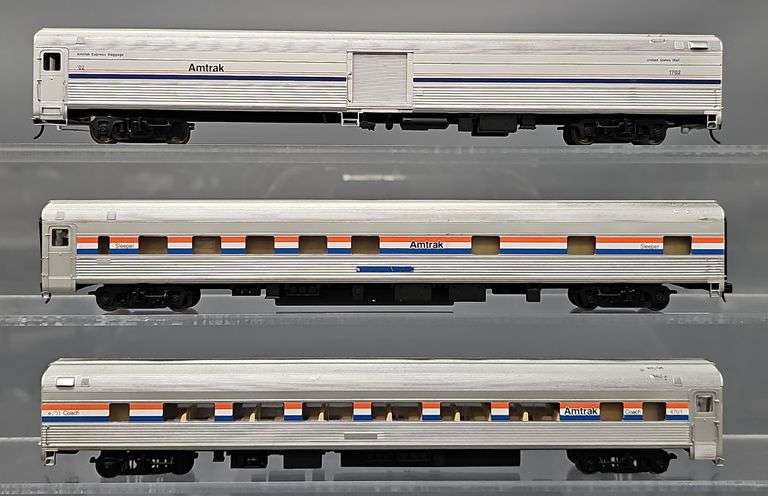 Three HO Scale Amtrak Passenger Cars