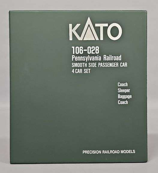Kato N scale 106-028 PRR Railroad Smooth Side Passenger 4 Car Set in original box