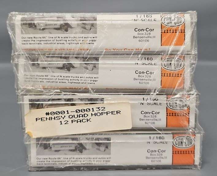Factory sealed Con-Cor N Scale Pennsylvania Quad Hopper 12 Pack
