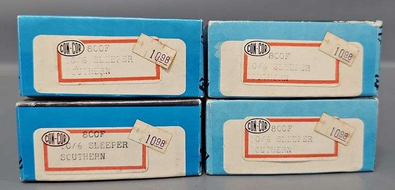 Four Con-Cor HO Scale Southern 10/6 sleeper passenger car kits in original boxes