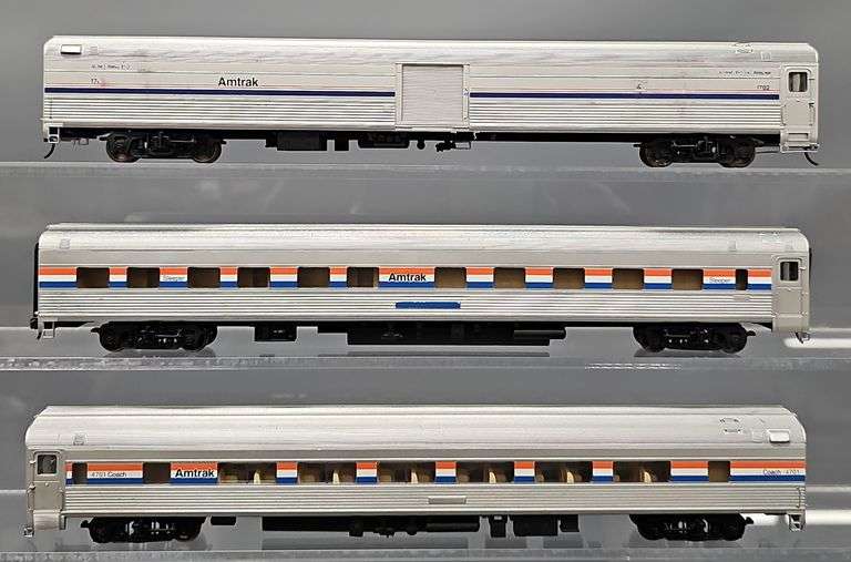 Three HO Scale Amtrak Passenger Cars