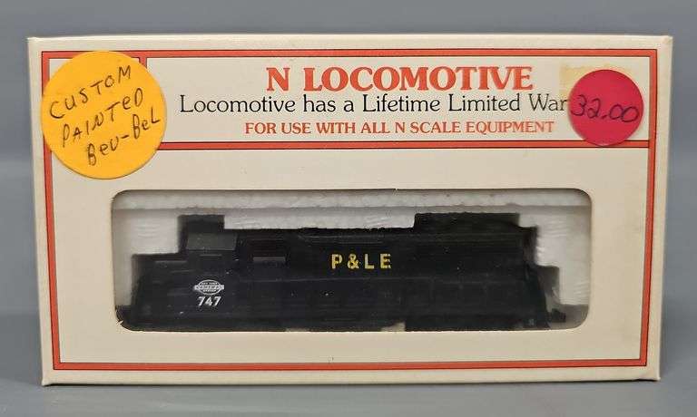 Bachmann custom painted Bev-Bel N gauge P&LE GP-40 Diesel locomotive in original box