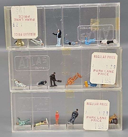 Three Sets of Atlas N Scale Figures in Clear Cases