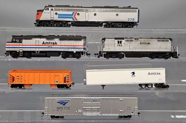 Group of Amtrak HO Scale Trains