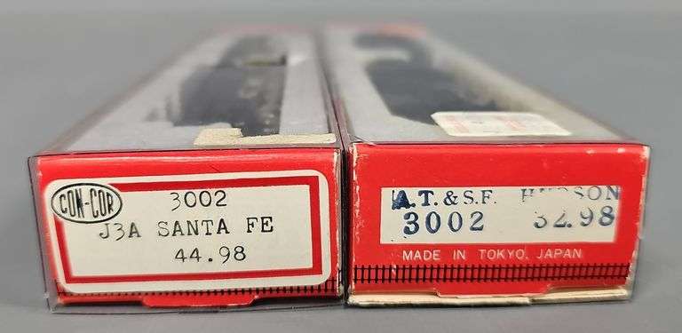 Two Con-Cor Kato N Scale Santa Fe 4-6-4 Hudson steam locomotives in original boxes
