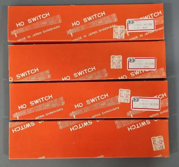 Four Shinohara N Scale #4 Train Switches in Original boxes