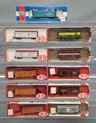 Eleven Con-Cor N Scale Box Cars and Reefers in original boxes