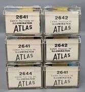 Six Atlas Chicago & Northwestern N Scale Illuminated Passenger Cars in Clear Cases