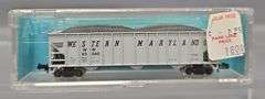 Nine Atlas N Scale Western Maryland Gravel Hopper Cars in Clear Cases