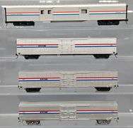 Group of  Walthers HO Scale Amtrak Baggage, Box Car & Material Handling Cars