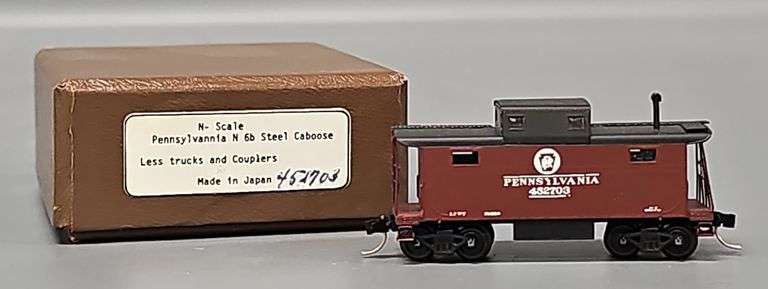 N Scale Brass Pennsylvania N 6b Steel Caboose in original box