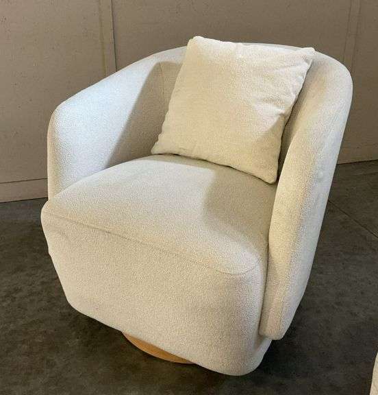 Contemporary Boucle Swivel Barrel Chair