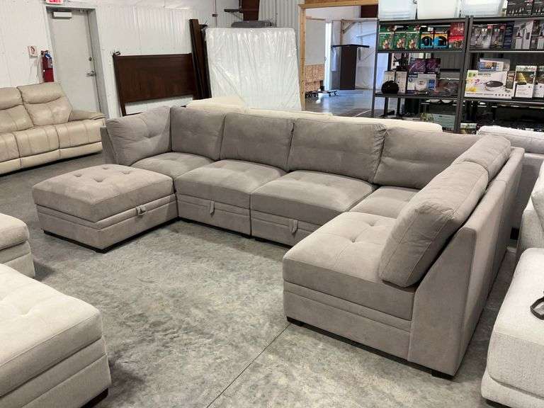 Modern Gray Fabric Modular Sectional Sofa