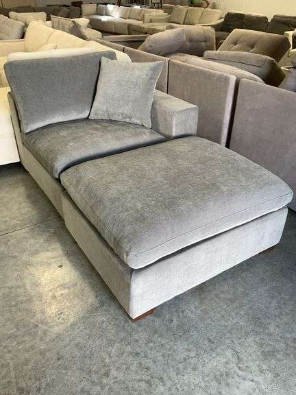 Contemporary Gray Velvet Chaise Lounge Sectional