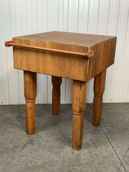 Maple Butcher Block Table Turned Legs image