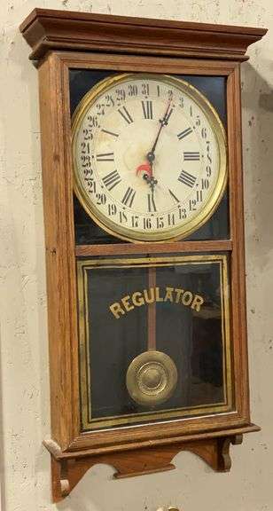 E. Ingraham Co. Oak Calendar Regulator Wall Clock image