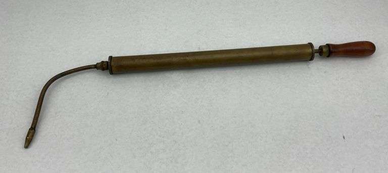 Vintage Brass Hand Pump with Wood Handle image