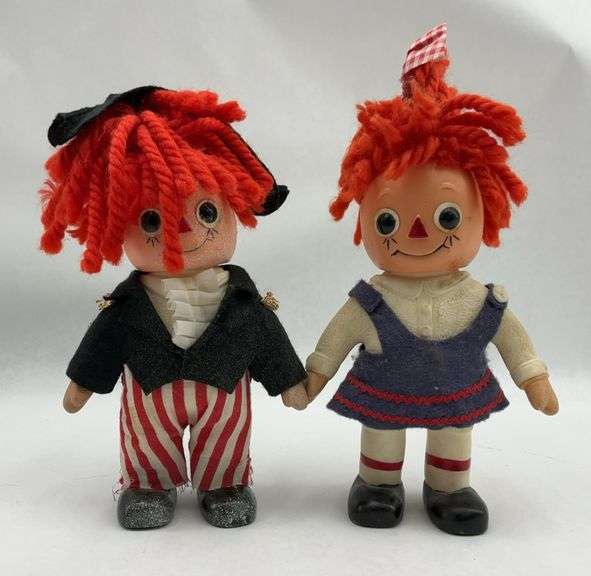 Pair of Royalty IND of Fla Inc. Raggedy Ann and Andy Dolls 1974 image