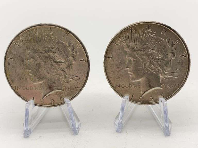 Two 1925 & 1925-S US Peace Silver Dollars image