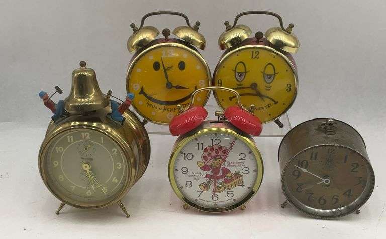 Lot of 5 Novelty Alarm Clocks Including Forestville and Strawberry Shortcake image