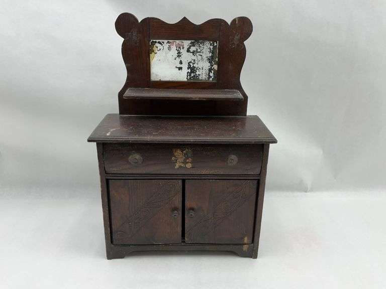 Small Wooden Dresser with Mirror, 16x7x24 image