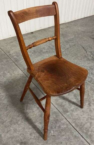 Antique Oak Side Chair w/ Turned Spindle image