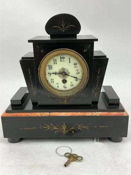 Antique Black Slate Mantel Clock image