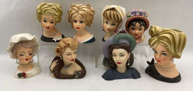 Group of Lady Head Vases Including Relpo image