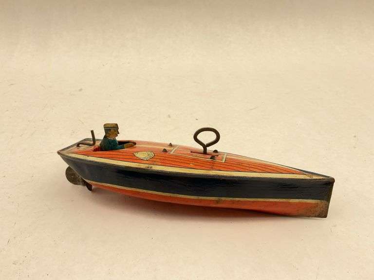 Vintage Wind-Up Tin Litho Boat Toy image