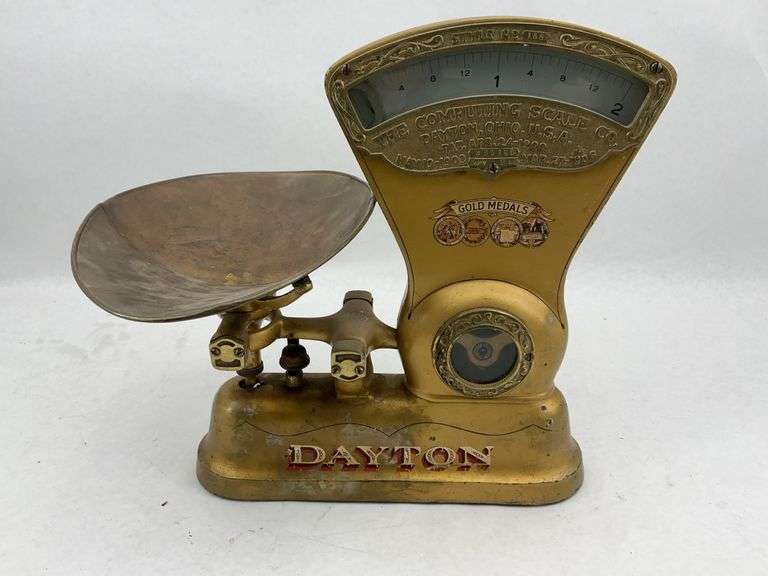 Antique Computing Scale Co Dayton Brass Scale Description: image