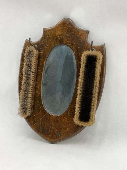 Wood Shield Mirror with Brushes image