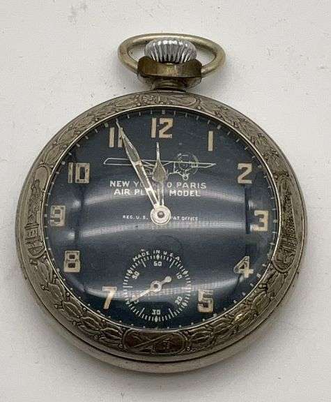 New York to Paris Airplane Model Pocket Watch - 2 inches image