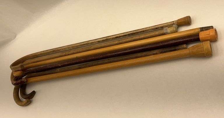 Group of Five Assorted Wooden Walking Canes image