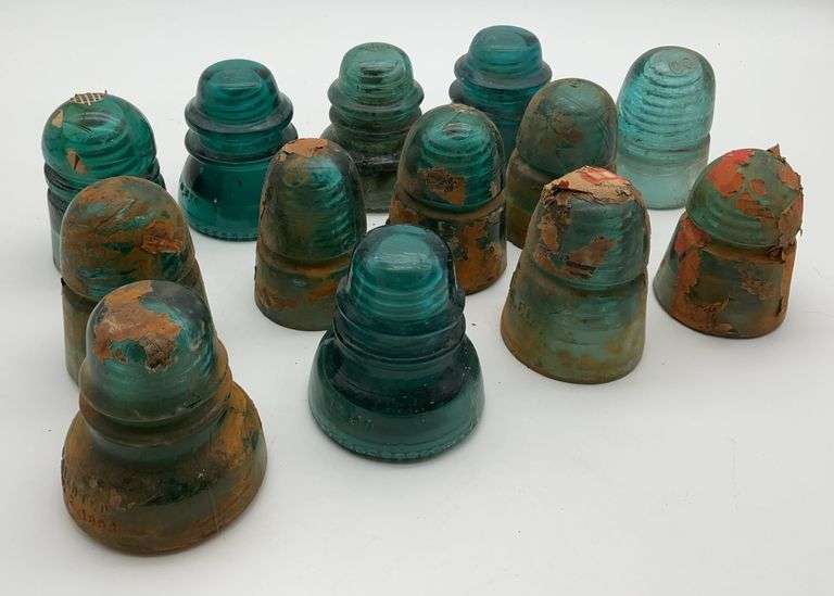 Group of Thirteen Hemingray Glass Insulators image