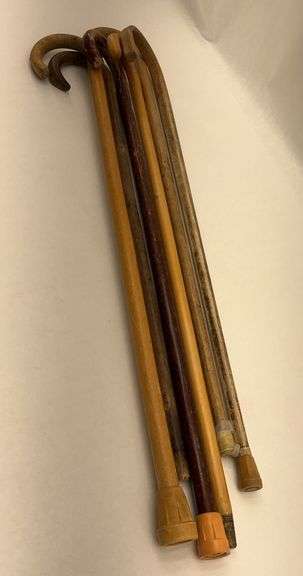 Group of Five Assorted Wooden Walking Canes image