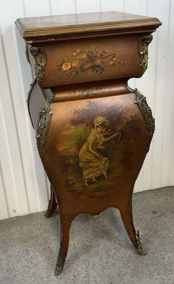 Antique French-style bombé commode with hand-painted Vernis Martin decoration image