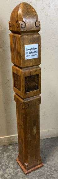 100 Year Longfellow School Carved Wooden Pillar from Great Falls, MT image