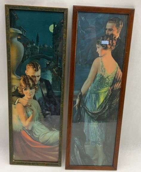 Framed Romantic Art Prints Pair - 24x8 image